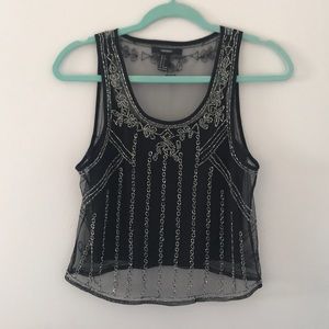 Forever21~ black boho sequin top